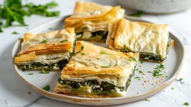 Spanakopita croustillante (feuilleté aux épinards et à la feta) 